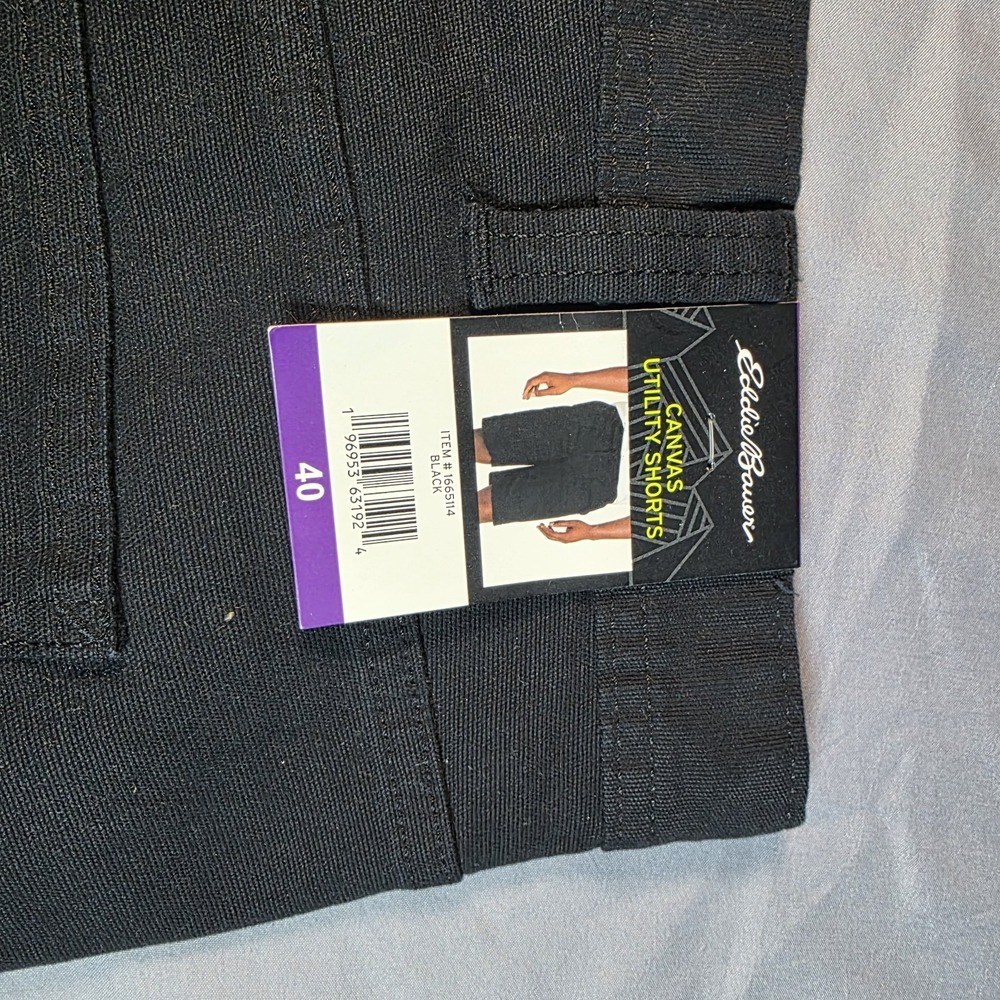Eddie Bauer Men's Canvas Cargo Utility Shorts Black 5-Pocket Size 40 NWT - Picture 7 of 10